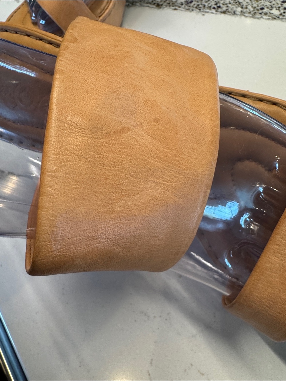 Born Tan Leather Platform Slide Heels Gently Worn Nice Leather Sz9 - Picture 6 of 16